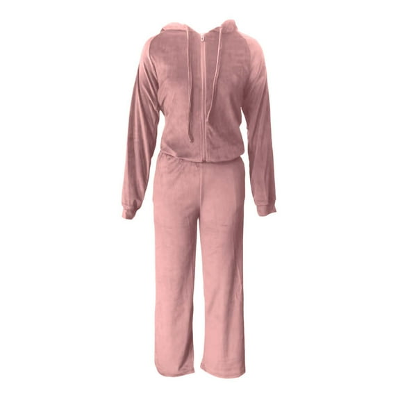 Fgnfyis Velvet Tracksuit for Girls Cozy Fall Winter Outfit with Hooded Sweatshirt and Jogger Pants Casual 2Piece Athletic Wear Pink 8-9 Years