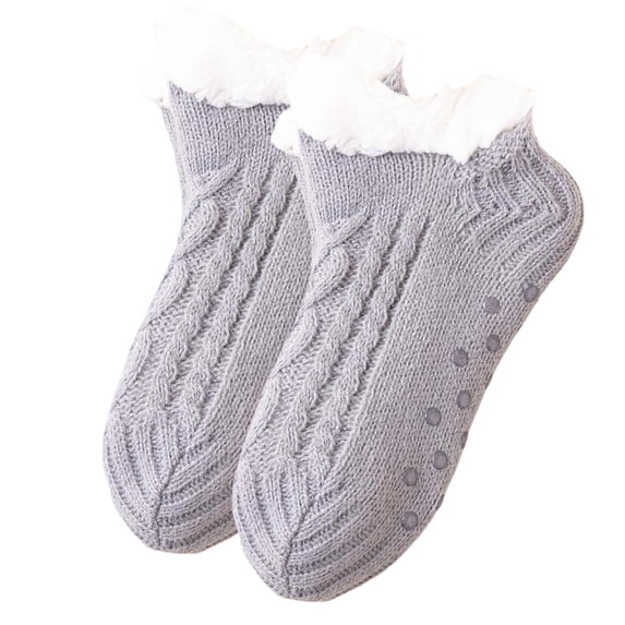 Fgnfyis Warm Solid Color Non Knitted Coral Socks for Women Floor Socks for Indoor Home Sleep Comfortable Dark Gray