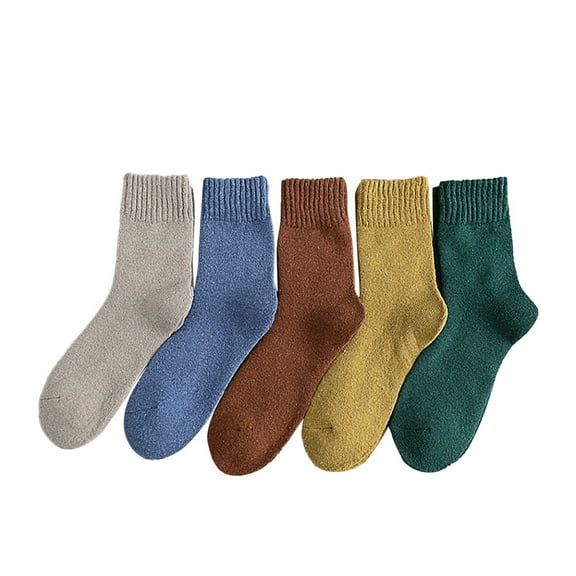 Fgnfyis Warm Unisex Fashion Solid Socks for Men and Women Thickening Mid Crew Socks Winter Blend Material Comfortable Multicolor