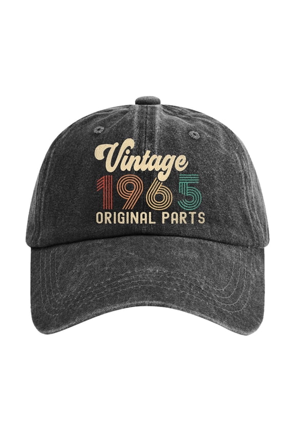 Washed Denim Baseball Cap with Printed Design for Women Casual Wear Black One Size