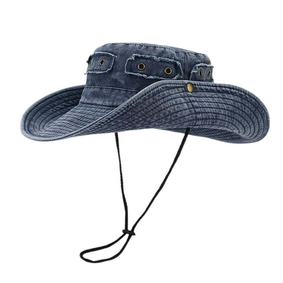 Fgnfyis Washed Sun Hat With Brass Buckle Unisex Outdoor Jungle Fishing Cap For Hiking Camping Adventures Navy One Size