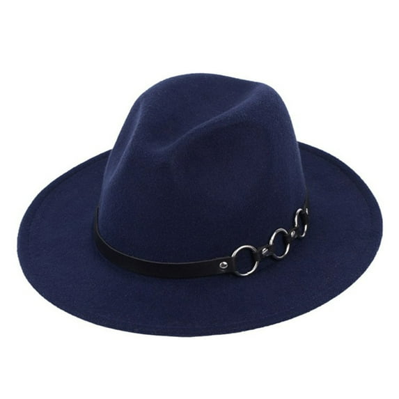 Fgnfyis Western Cowboy Hat Adjustable Wide Brim Belt Buckle Baseball Cap for Men Women Navy One Size