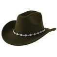 thumbnail image 1 of Fgnfyis Western Cowboy Hat Bohemian Style Fedora with Rhinestone Embellishments for Men and Women Fashion Accessory Green One Size, 1 of 4