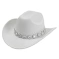 thumbnail image 1 of Fgnfyis Western Cowboy Hat for Men and Women with Metal Drops Gemstone Net Design Chain for Parties and Mens Hats Fashion Events White, 1 of 3