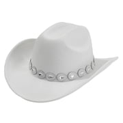 Fgnfyis Western Cowboy Hat with Metal Gemstone Chain Net Design for Men and Women Party Fashion Events White One Size