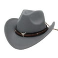thumbnail image 1 of Fgnfyis Western Cowboy Jazz Bowler Hat with Decorative Cow Head for Ethnic Style Grey M, 1 of 3
