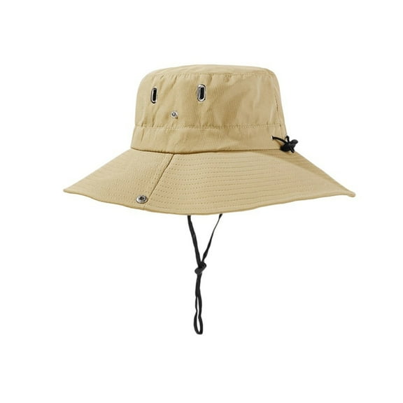 Fgnfyis Wide Brim Sun Hat for Outdoor Travel with UPF Lightweight Foldable Boonie Cap for Beach Khaki L