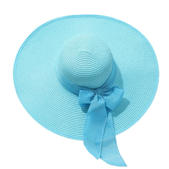 Fgnfyis Wide Brim Sun Hat for Women Outdoor Summer Beach Fisherman Cap Light blue One Size