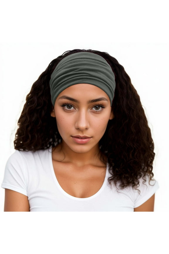 Wide Retro Headscarf for Ladies with Cute Knotted Hair Band Fashionable and Versatile Design for Everyday Wear Dark Gray