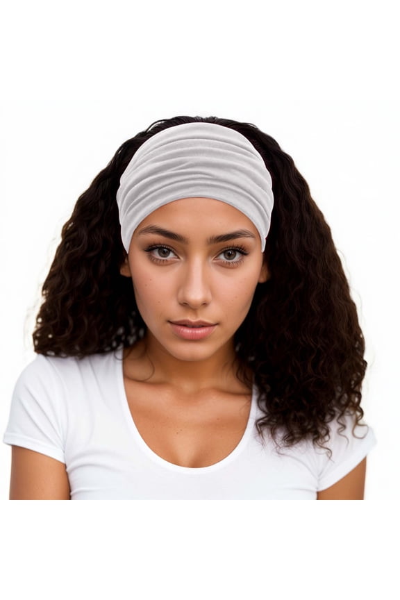 Wide Retro Headscarf for Ladies with Cute Knotted Hair Band Fashionable and Versatile Design for Everyday Wear White