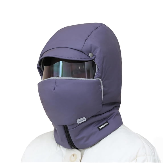 Fgnfyis Windproof Full Cover Outdoor Riding Hat with Glasses Winter Windproof Winter Hats for Women Grey