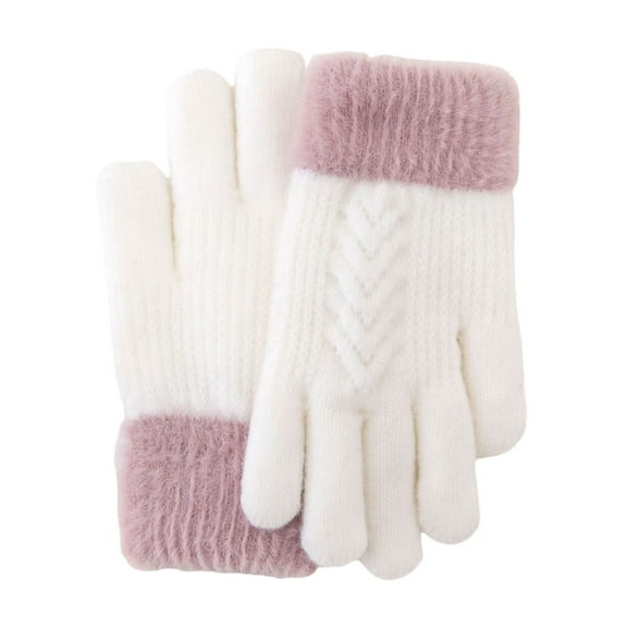 Fgnfyis Winter Children Double Layer Gloves Warm Lined for Students Writing Riding and Cold Weather Protection White