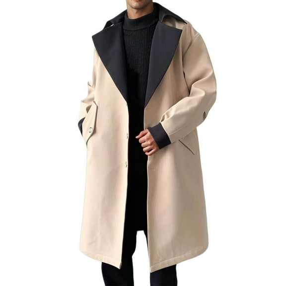 Fgnfyis Winter Coats for Men Long Sleeve Two Tone Anorak Jacket Autumn Casual Outerwear Coat with Hood for Streetwear Fashion Mens Winter Jacket Khaki M