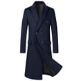 thumbnail image 1 of Fgnfyis Winter Coats for Men Autumn Winter Long Woolen Overcoat Solid Color Knee Length Windbreaker for Men Mens Jacket Navy S, 1 of 2