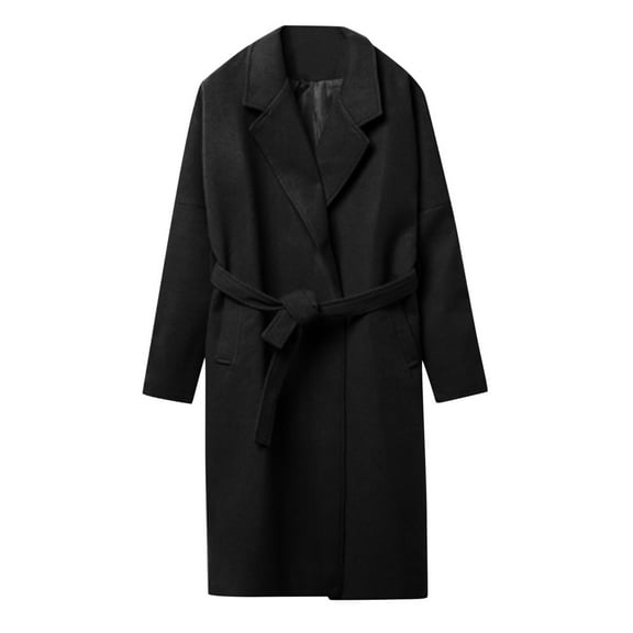 Fgnfyis Winter Coats for Men Mens Long Thick Warm Woolen Coat Heavyweight Overcoat for Cold Weather Mens Jacket Black M