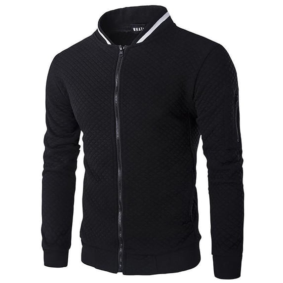 Fgnfyis Winter Coats for Men Small Square Zipper Cardigan Stand Collar Casual Loose Business Jacket Mens Jackets Black XXXL