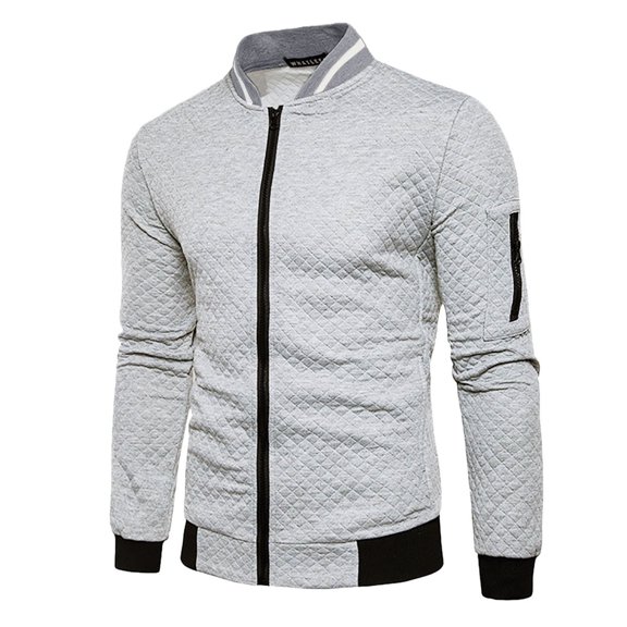 Fgnfyis Winter Coats for Men Small Square Zipper Cardigan Stand Collar Casual Loose Business Jacket Mens Jackets Grey L