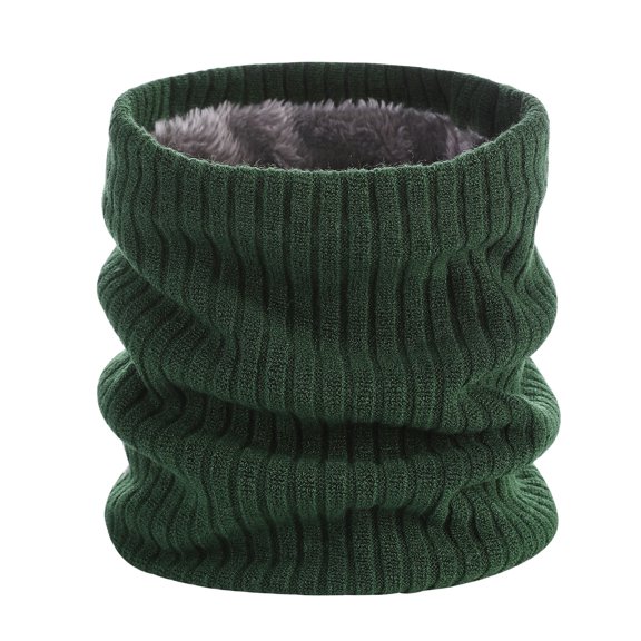 Fgnfyis Winter Double Layer Velvet Warm Neck Cover Solid Color Yarn Knitted Scarf Soft and Cozy for Cold Weather Green