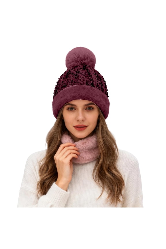 Winter Glitter Hat with Ear for Cold Weather Warm Thickened Cap Hats for Women