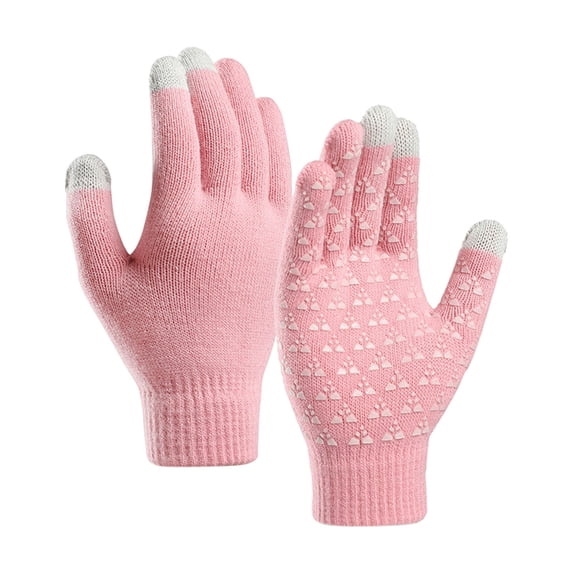 Fgnfyis Winter Gloves for Men Women Upgraded Knit Soft Thermal Elastic Touchscreen Anti Color Block Warm Mittens Pink