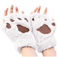 thumbnail image 1 of Fgnfyis Winter Gloves for Women Cat Half Finger Bear Fingerless Cute Thick Lined Cartoon Warm Neck Hanging Plush Mittens White, 1 of 3