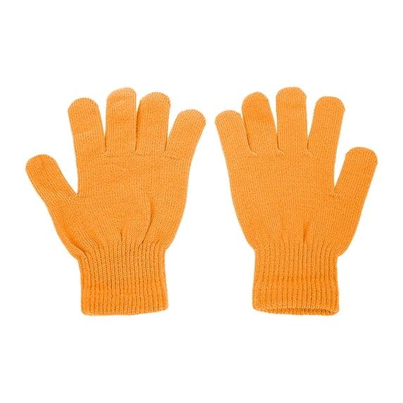 Fgnfyis Winter Gloves for Women Soft Knit Full Coverage Fingerless Design Modern Minimalist Style Warm Winter Handwear Candy Color Mittens Orange