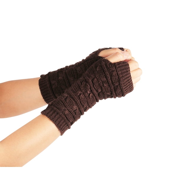 Fgnfyis Winter Gloves for Women Women Knitted Wool Open Finger Half Finger Short Warm Pattern Mittens E