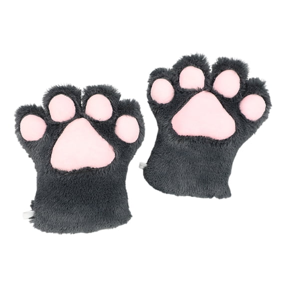Fgnfyis 1PC Winter Gloves for Women Women Winter Cat Fingerless Cosplay Performance Convertible Mittens Plush Warm Dark Gray