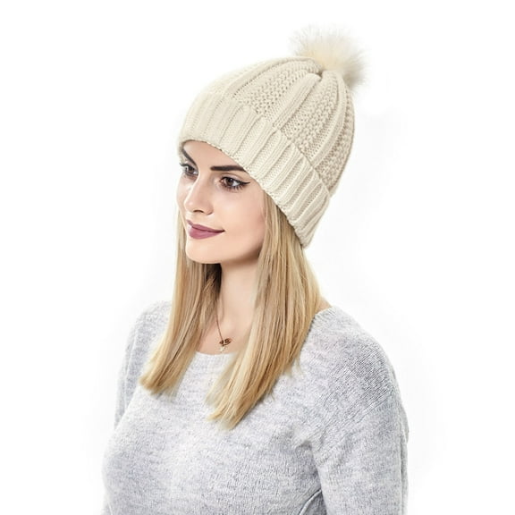 Fgnfyis Winter Hat For Women Knit Ear Snow Cap With Warm Soft Texture Beige One Size