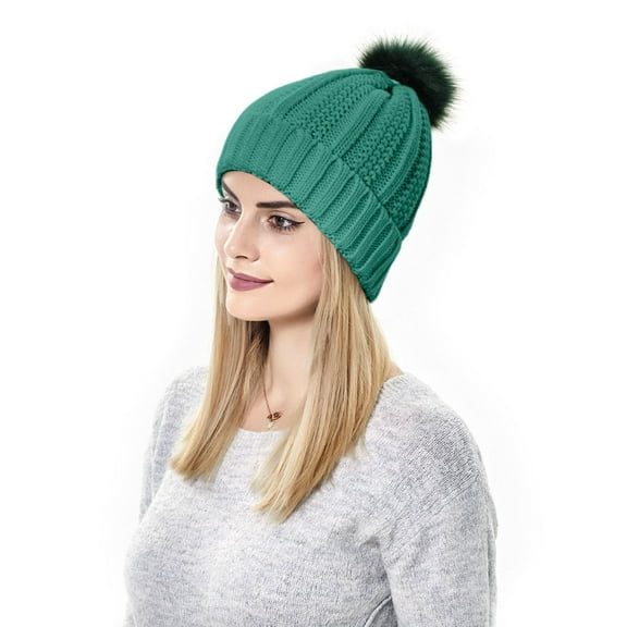 Fgnfyis Winter Hat For Women Knit Ear Snow Cap With Warm Soft Texture Green One Size
