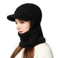 thumbnail image 1 of Fgnfyis Winter Hat with Face Integrated Knitted Scarf Neck Warmer for Outdoor Sports Cycling Skiing Hats for Women Black, 1 of 4