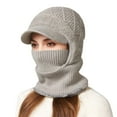 thumbnail image 1 of Fgnfyis Winter Hat with Face Integrated Knitted Scarf Neck Warmer for Outdoor Sports Cycling Skiing Hats for Women Grey, 1 of 4