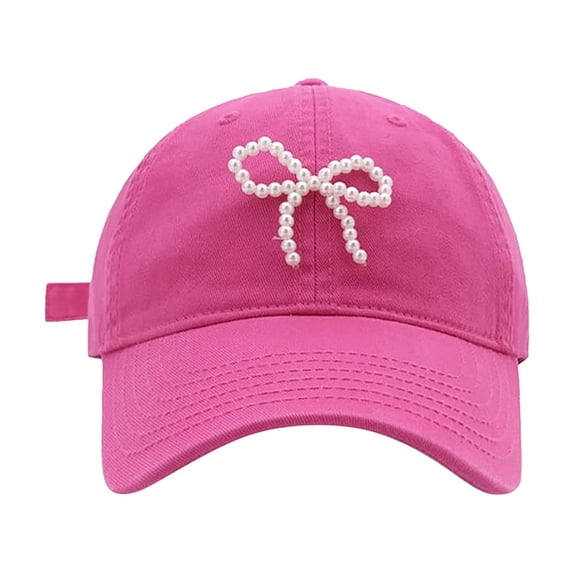 Fgnfyis Winter Hats for Women Pearl Bow Baseball Cap for Women Korean Soft Top Fashionable Casual Hat Hot Pink