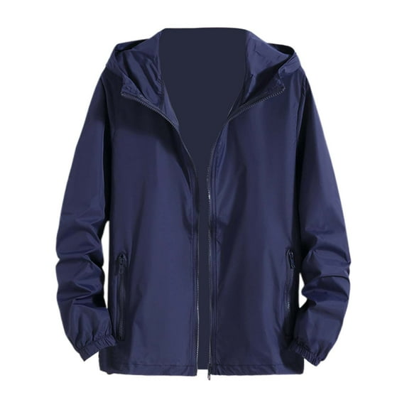 Fgnfyis Winter Jackets for Men Casual Pure Color Reflective Zipper Hoodie Outdoor Windbreaker Sport Coat Coats for Men BU1 L