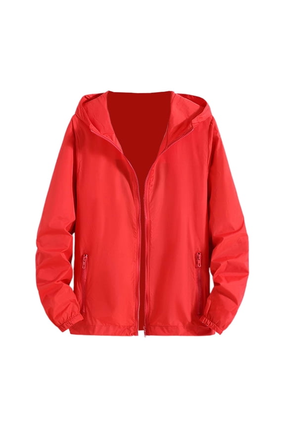 Winter Jackets for Men Casual Pure Color Reflective Zipper Hoodie Outdoor Windbreaker Sport Coat Coats for Men Red XXL