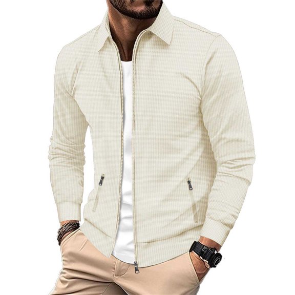 Fgnfyis Winter Jackets for Men Spring Autumn Youth Zipper Pocket Flip Slim Fit Cardigan Mens Jackets Khaki XL