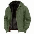 thumbnail image 1 of Fgnfyis Winter Jackets for Men Warm Jacket with Hood and Zip Thermal Lined Windproof Thick Hooded Casual Outerwear Mens Coat Green XXXL, 1 of 6