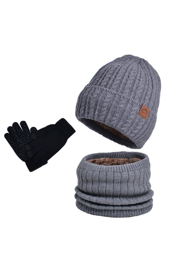 Winter Knitted Hat Scarf Gloves Set for Men and Women Cold Weather Three Piece Accessory Combo Dark Gray One Size