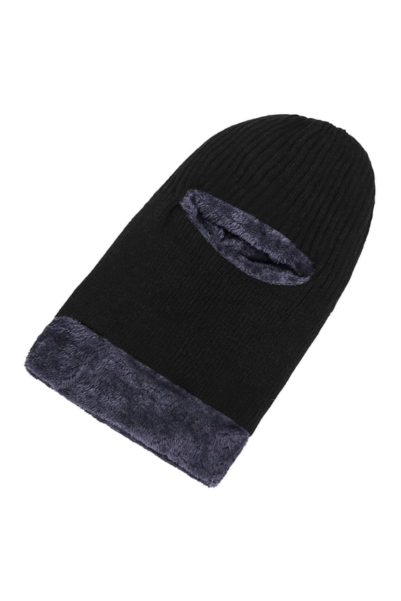 Winter Ski for Men and Women Knitted Full Face with 1 Hole Mens Winter Hat Black