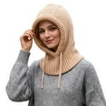 thumbnail image 1 of Fgnfyis Winter Thermal Knitted Hat with Face Scarf for Outdoor Sports Cold Weather Windproof Ear Cap Unisex Hats for Women Khaki, 1 of 5