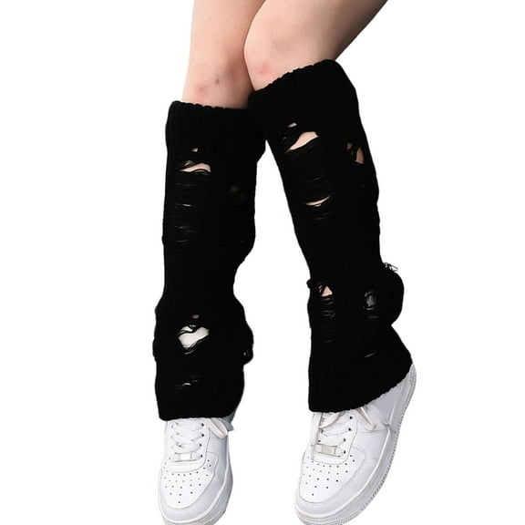 Fgnfyis Winter Warm Knee High Socks Leg Cover Home Thick Woolen Pants Leg Warmers Fashion Soft Stretch for Indoor Wear Black