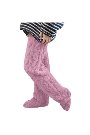 Winter Warm Thigh High Socks Leg Cover Home Thick Pants Leg Warmers Fashion Soft Stretch Socking for Cold Weather Pink
