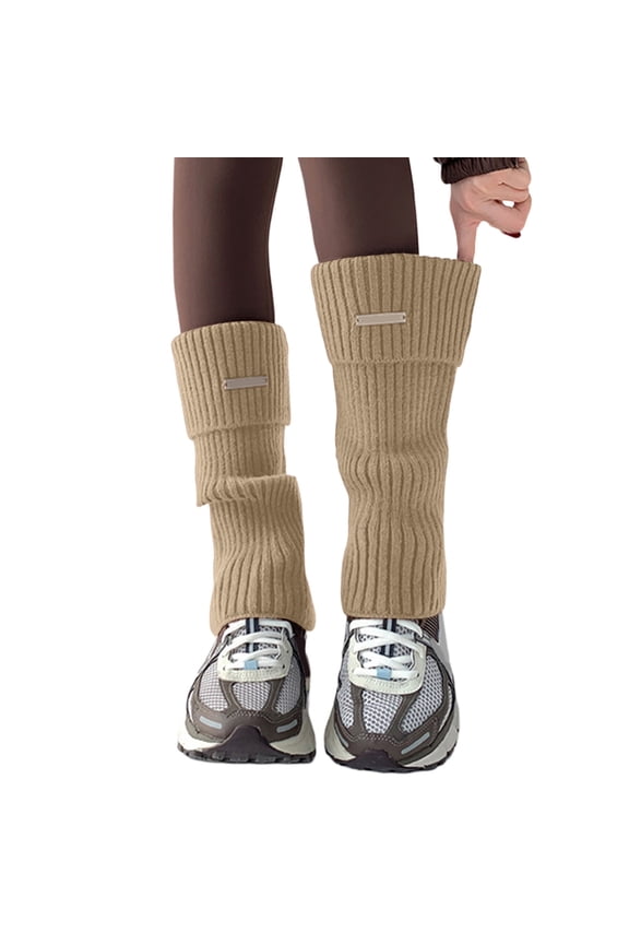 Winter Women's Warm Socks Cozy Leg Warmers Comfortable for Cold Weather Thick Socks Knee High Socks for Women Soft Knit Khaki One Size