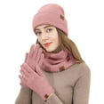 thumbnail image 1 of Fgnfyis Winter Womens Knit Hat Scarf and Gloves Set Soft Brushed Lined for Cold Weather Pink One Size, 1 of 9