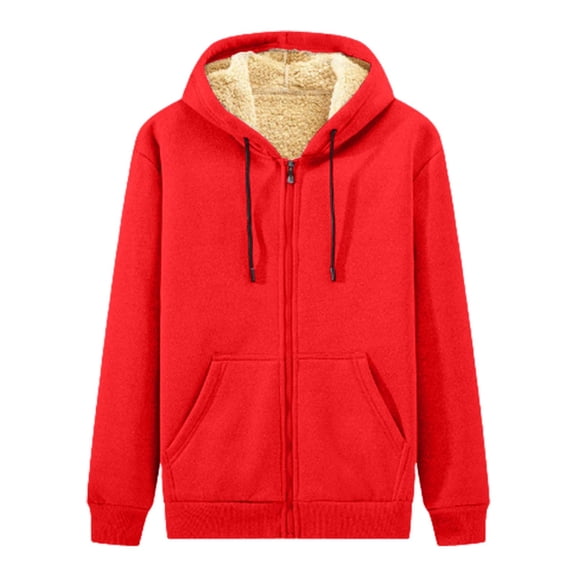 Fgnfyis Winter and Thick Lamb Coat Casual Sports Suit Men's Fashion Clothes Trousers Plus Size Men's Suit Sweatshirt Men Watermelon Red XXL