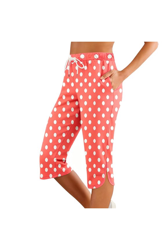 Women Capri Pants Fashion Comfortable Mid Waist Sport Cropped Trousers Womens Pants Pink S