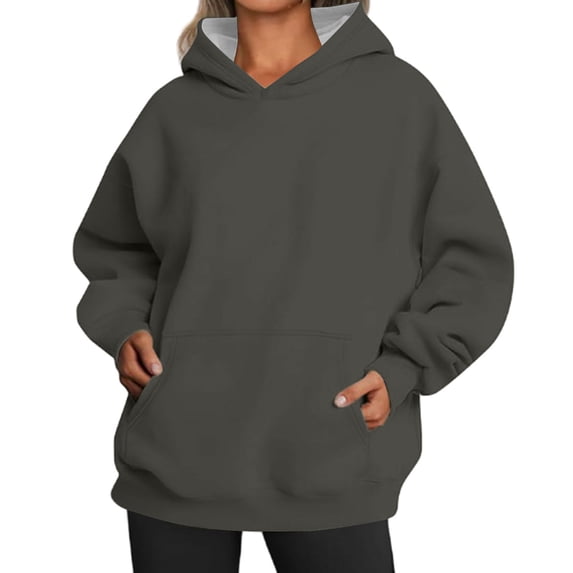 Fgnfyis Women Casual Loose Long Sleeve Pocket Hoodie Pullover Sweatshirt for Everyday Comfort Army Green L