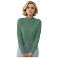 thumbnail image 1 of Fgnfyis Women Elegant Pullover Sweater Long Sleeve Solid Color Warm Top for Autumn Winter Mint Green M, 1 of 5