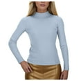 thumbnail image 1 of Fgnfyis Women Half Turtleneck Sweater Pullover for Autumn Winter Casual Wear Light Blue One Size, 1 of 8