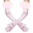 thumbnail image 1 of Fgnfyis Women Long Opera Party Gloves 1920s Satin Style Stretch with Feather Trim for Themed Events And Pink, 1 of 4